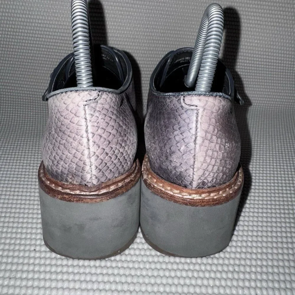 Camper Magna Wedge Snakeskin Embossed Oxford Monk Strap Shoes Size EU 38 US 7.5